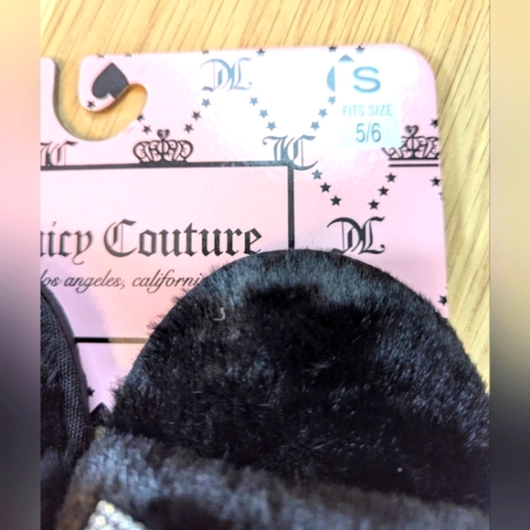 BNWT Juicy Couture Womens (Small 5/6) Furry Slide-In Slippers With Bow And Crown - Picture 6 of 13